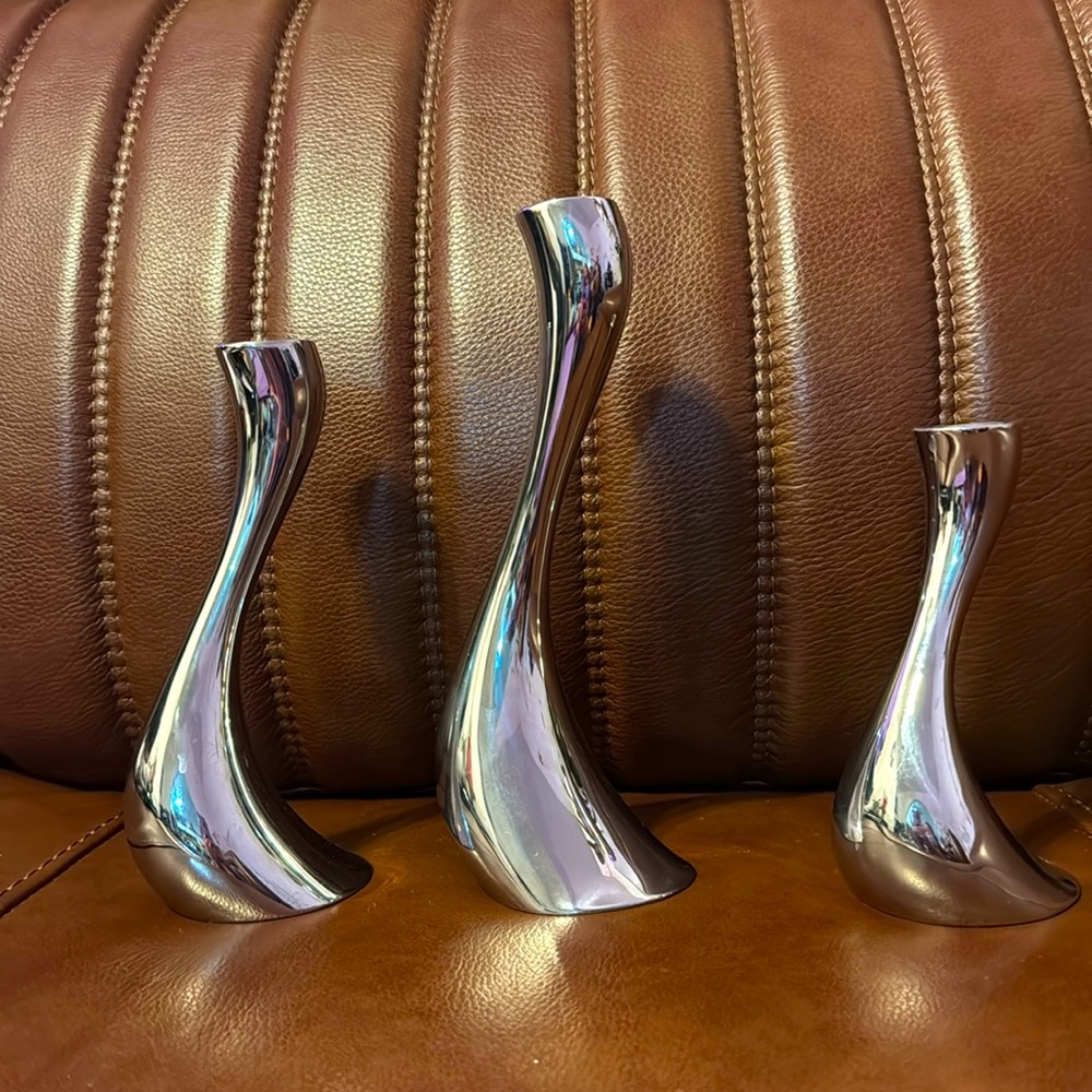 3 George Jensen Cobra Collection Candle Stick HoldersNo flaws!Perfect condition